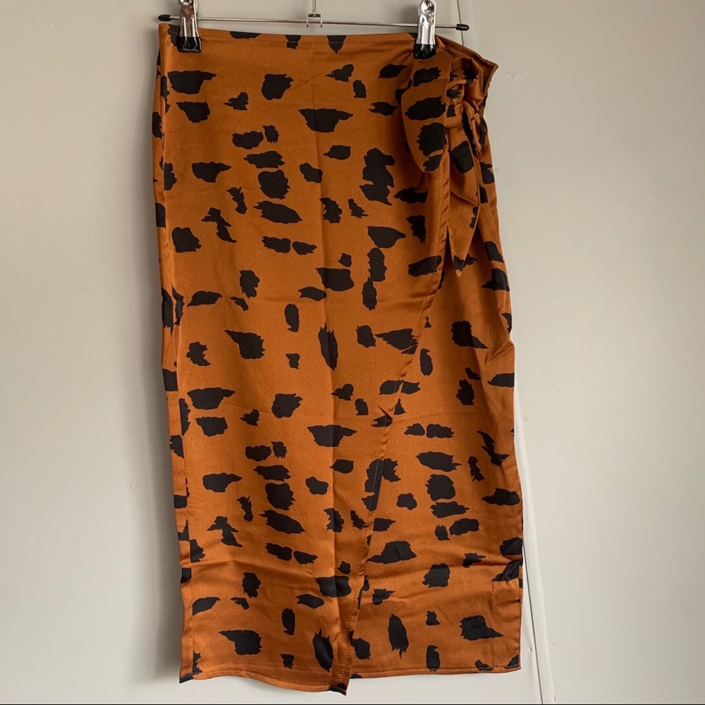 Animal print Dalmatian print side tie wrap skirt